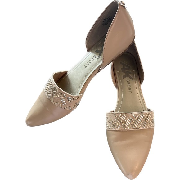 Anne Klein Shoes - Anne Klein Flat Pumps Nude Tan Color Size 9M Beaded Accent